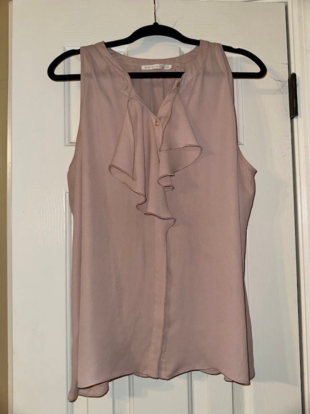 Violet + Claire Dusty Pink Ruffle Sleeveless Blouse